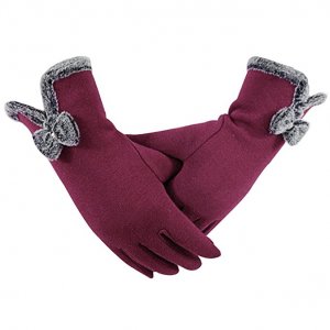 Qossi Women's Winter Screentouch Thick Warm Weather Gloves Mittens