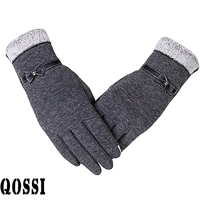 Qossi Women's Winter Screentouch Thick Warm Weather Gloves Mittens